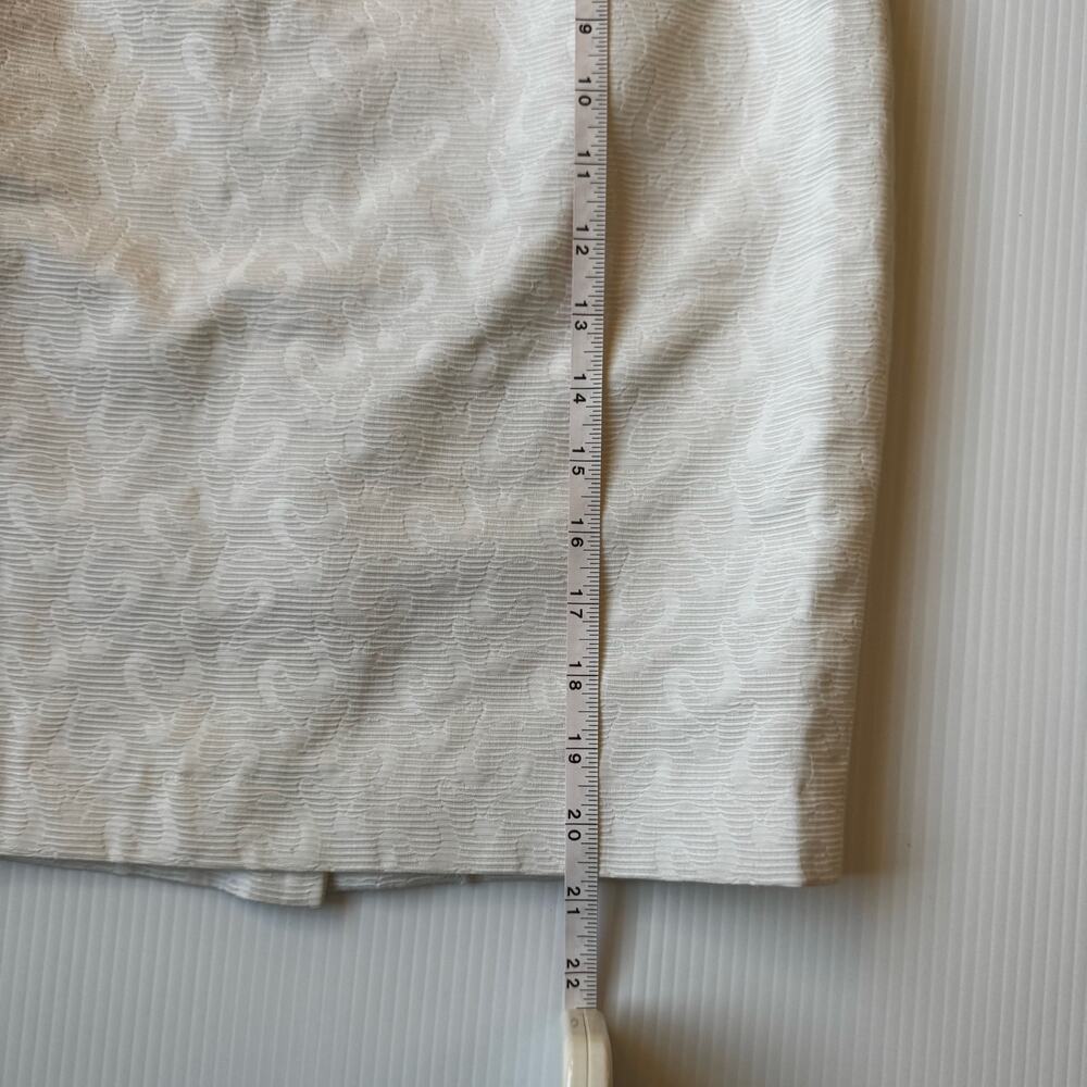 Vtg 90s Ivory Cotton Jacquard Pencil Skirt Italian IT40 US4 Bridal Euro Summer - Picture 16 of 16
